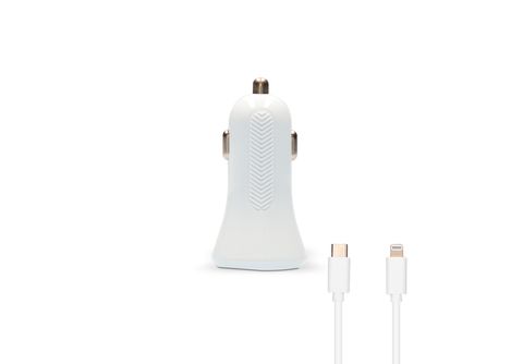Ksix Cargador de Coche para iPhone 18W Power Delivery + Cable USB
