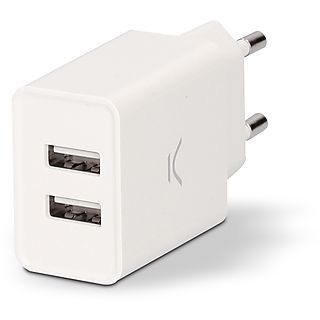 Cargador de móvil - KSIX 2 USB 2.4A, Universal Universal, Blanco