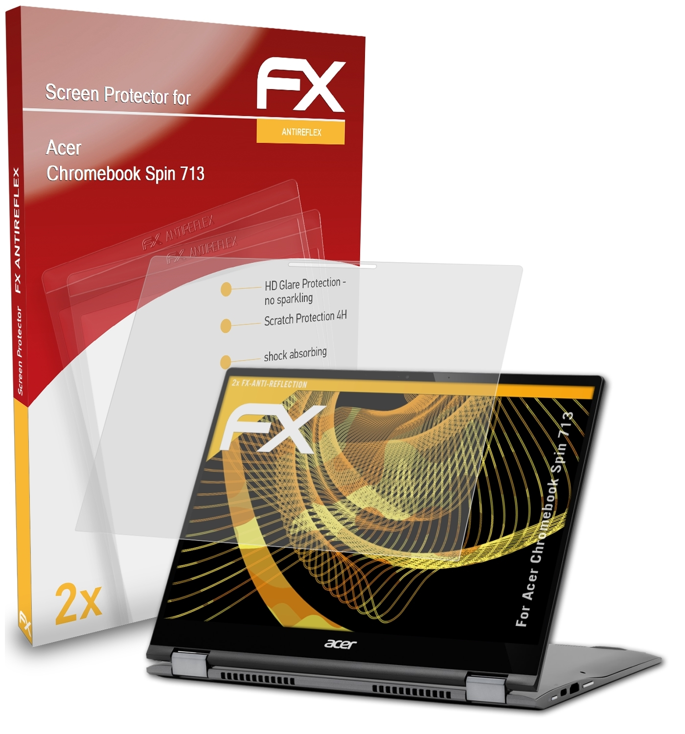 2x Chromebook Acer 713) FX-Antireflex ATFOLIX Spin Displayschutz(für