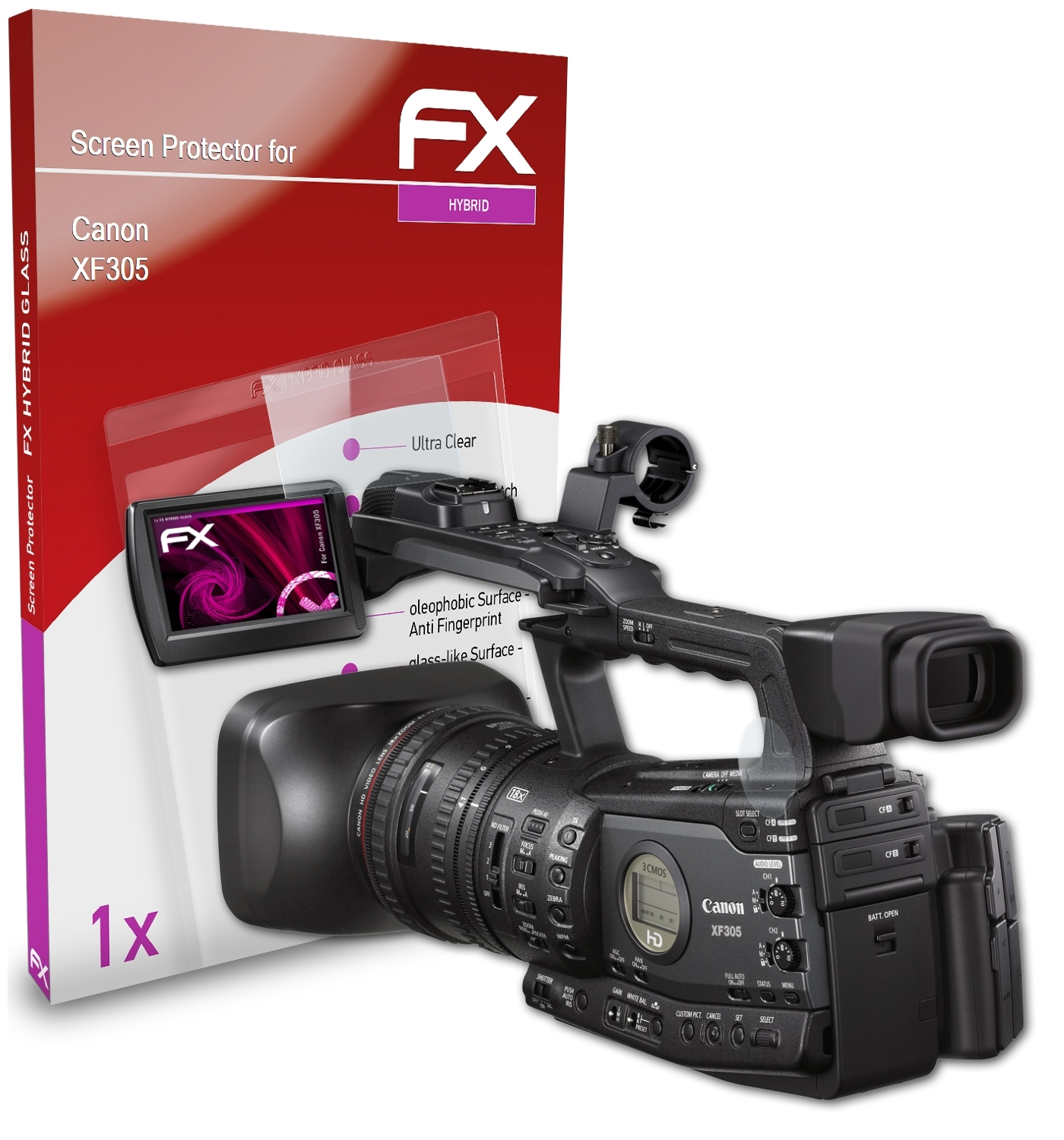 ATFOLIX XF305) Schutzglas(für FX-Hybrid-Glass Canon