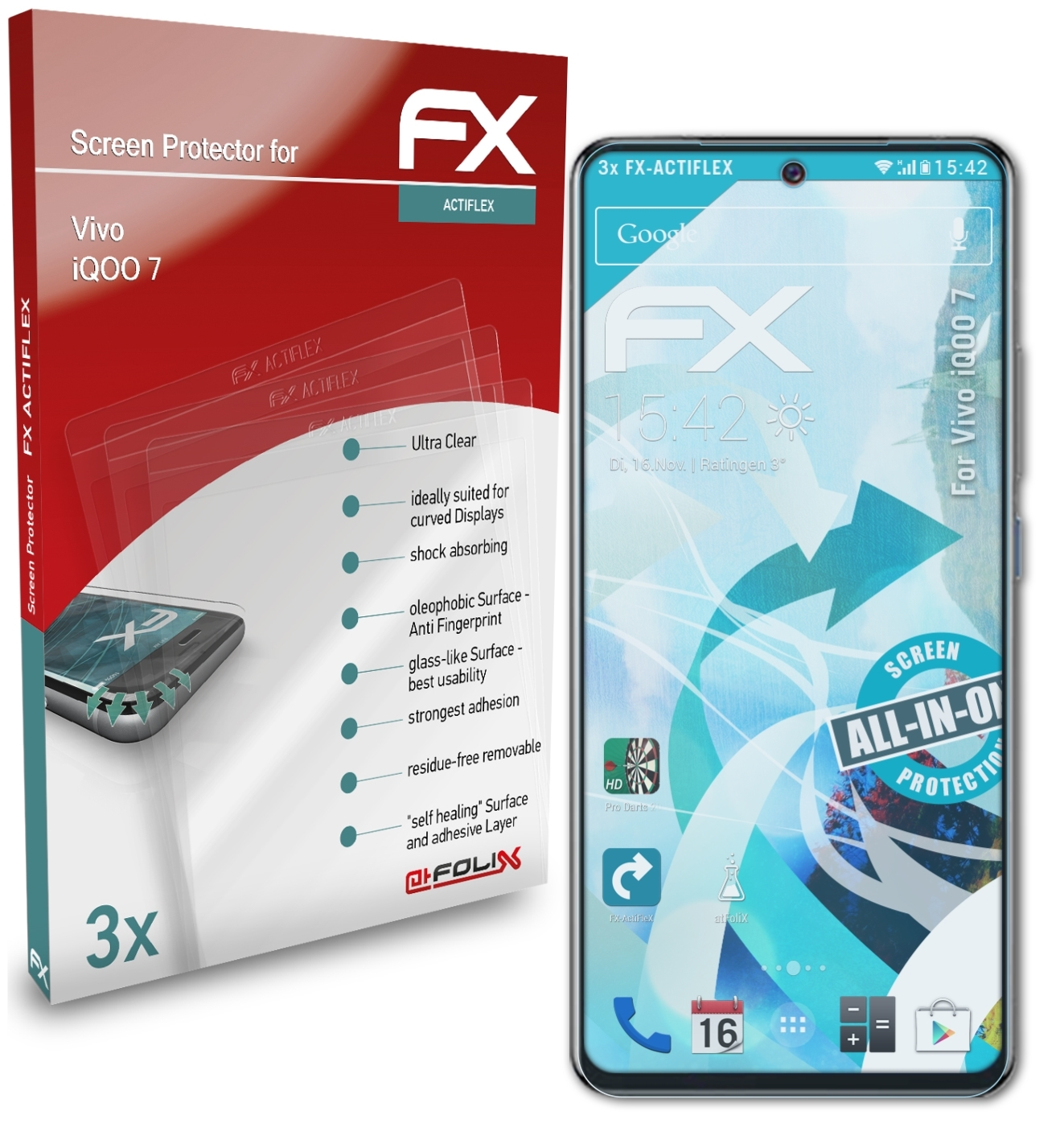 ATFOLIX 3x FX-ActiFleX iQOO Displayschutz(für Vivo 7)