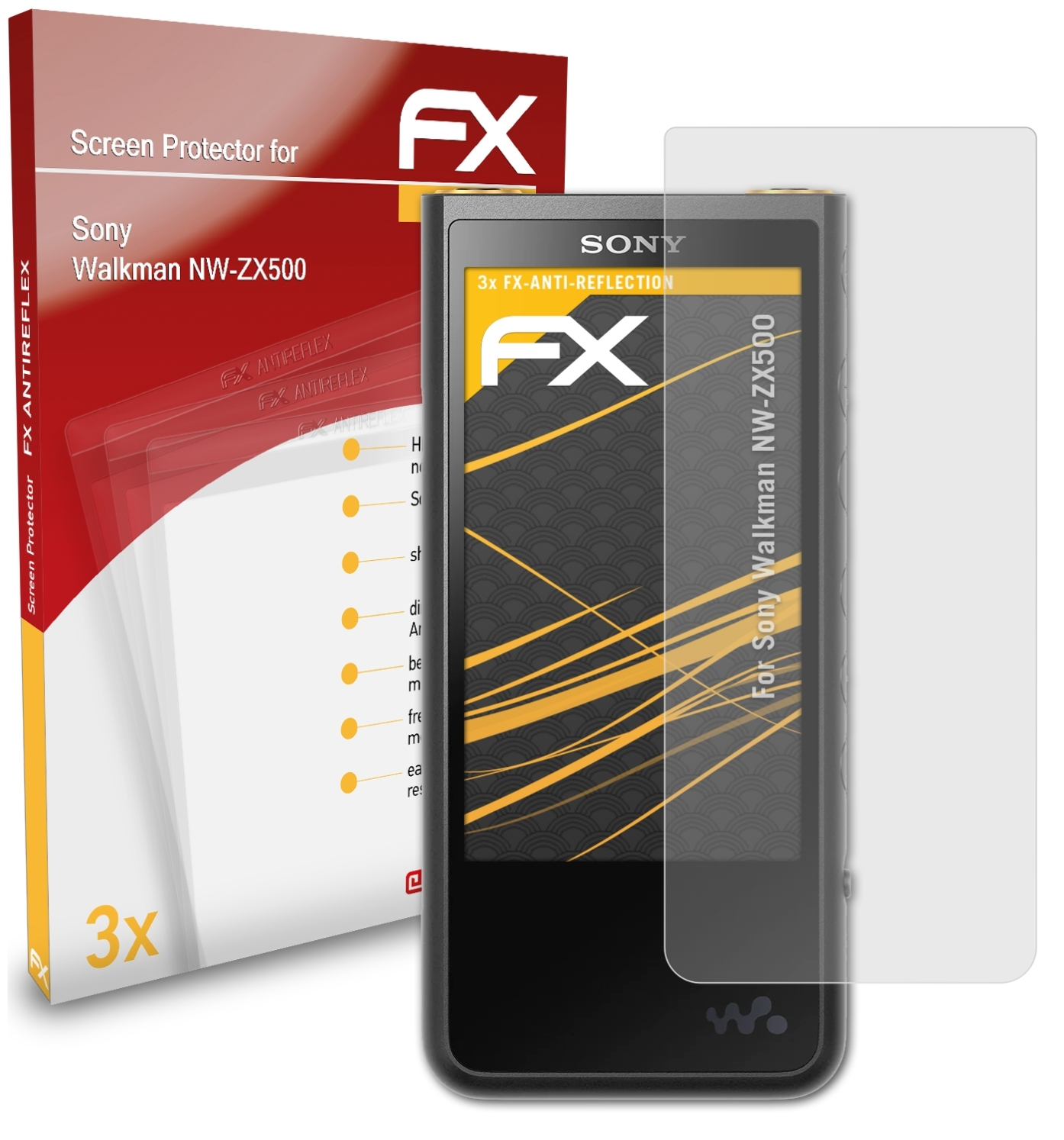 Walkman 3x FX-Antireflex Displayschutz(für Sony NW-ZX500) ATFOLIX