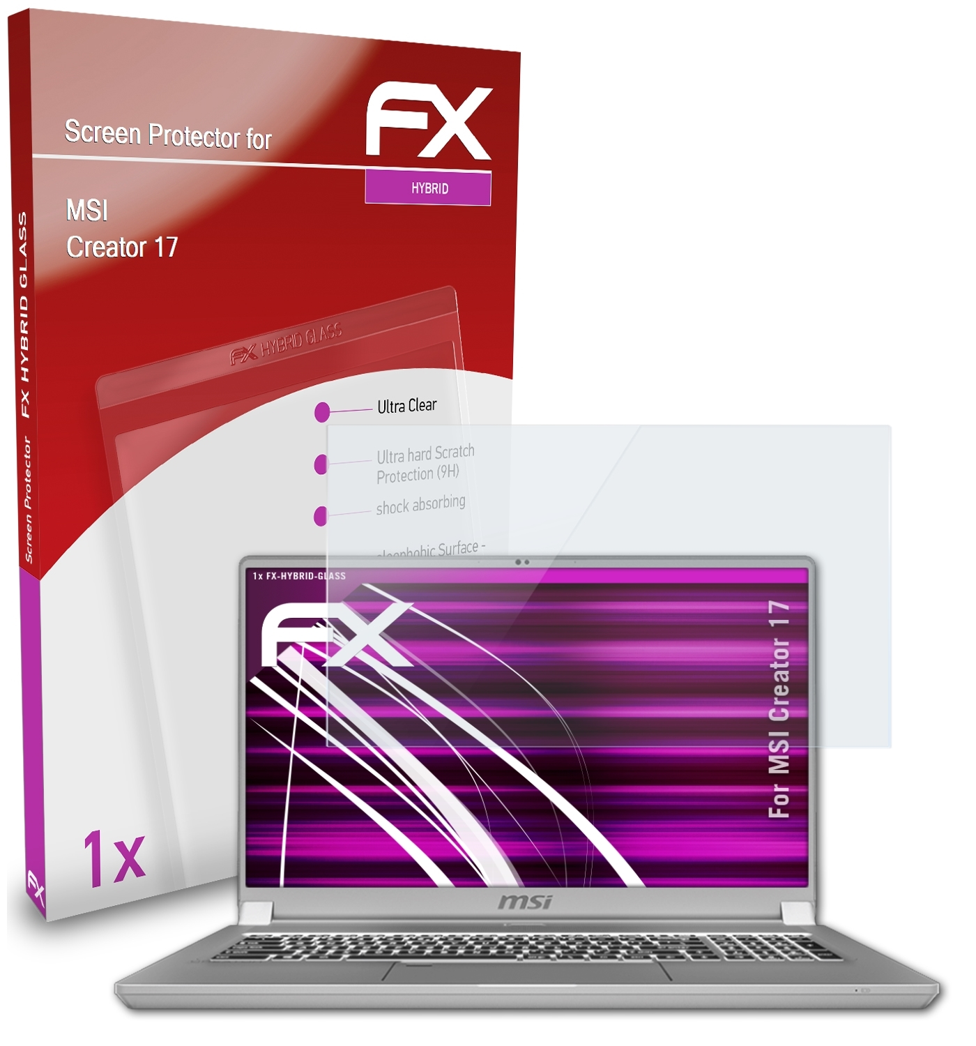 ATFOLIX FX-Hybrid-Glass Schutzglas(für MSI 17) Creator