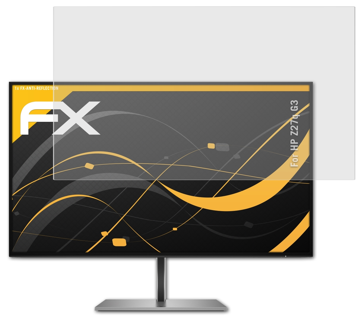 Computermonitor mit aufgebrachter Displayschutzfolie. Schutzfolie ist klar und rechteckig.