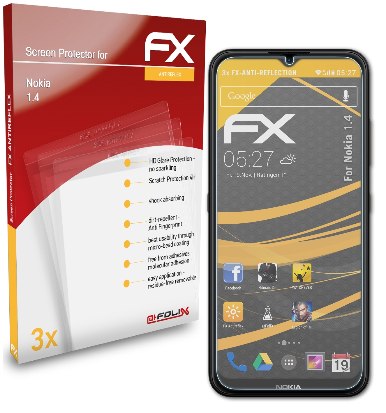 ATFOLIX 3x FX-Antireflex Displayschutz(für 1.4) Nokia