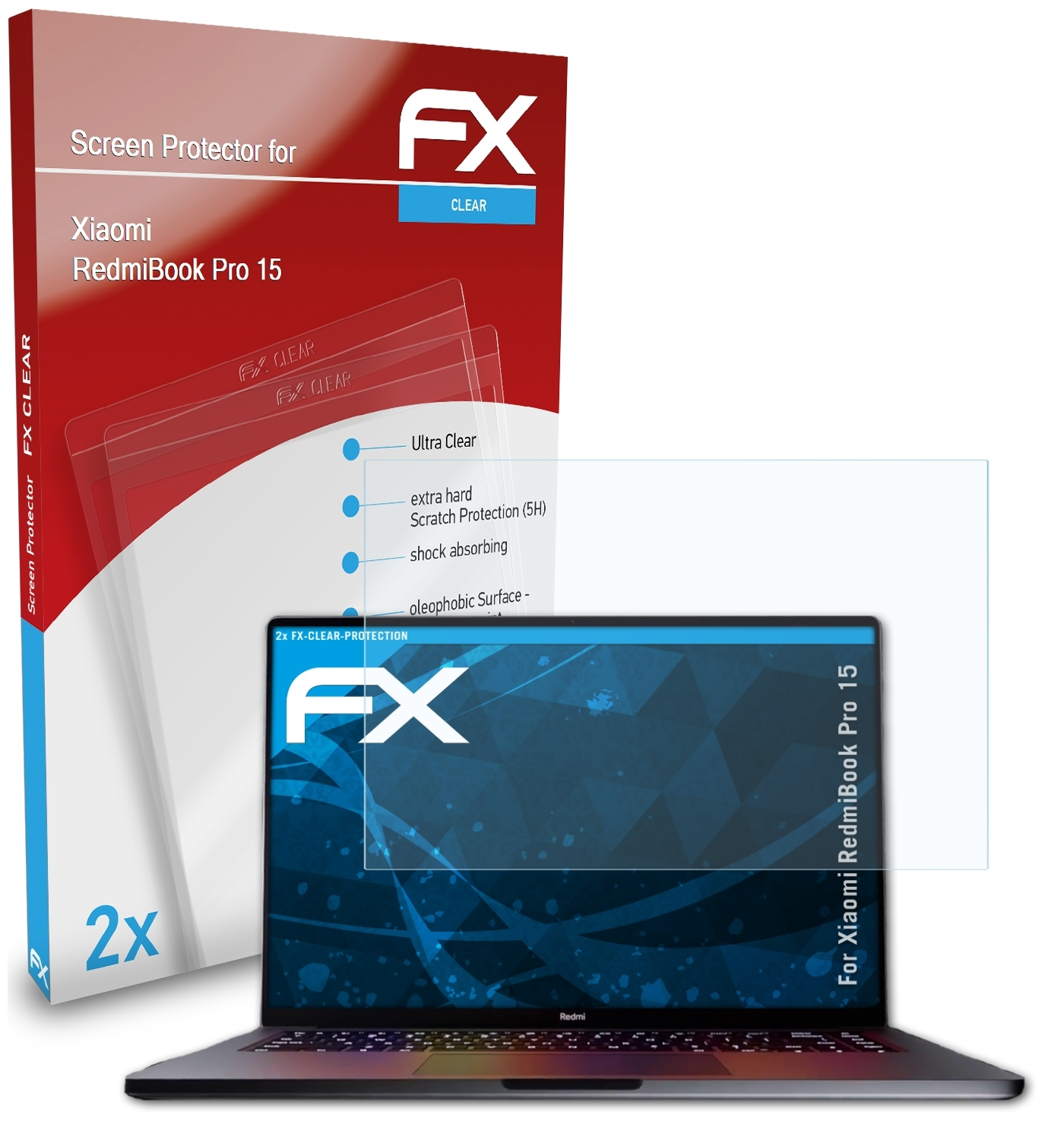 15) FX-Clear Displayschutz(für 2x ATFOLIX Xiaomi Pro RedmiBook