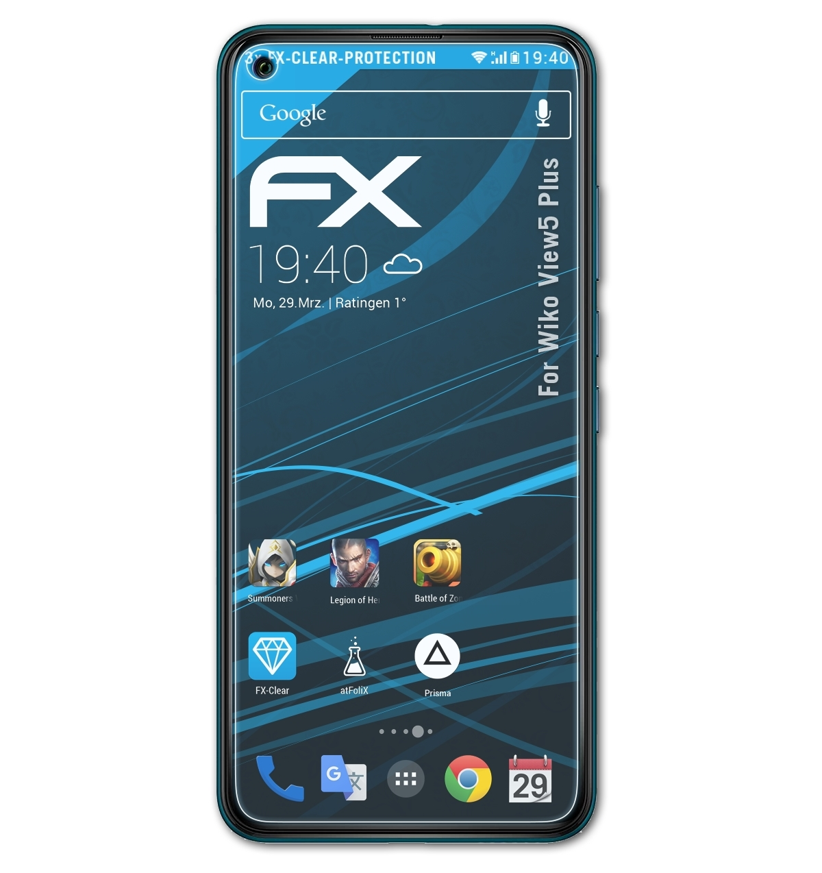 ATFOLIX 3x Plus) Displayschutz(für View5 Wiko FX-Clear