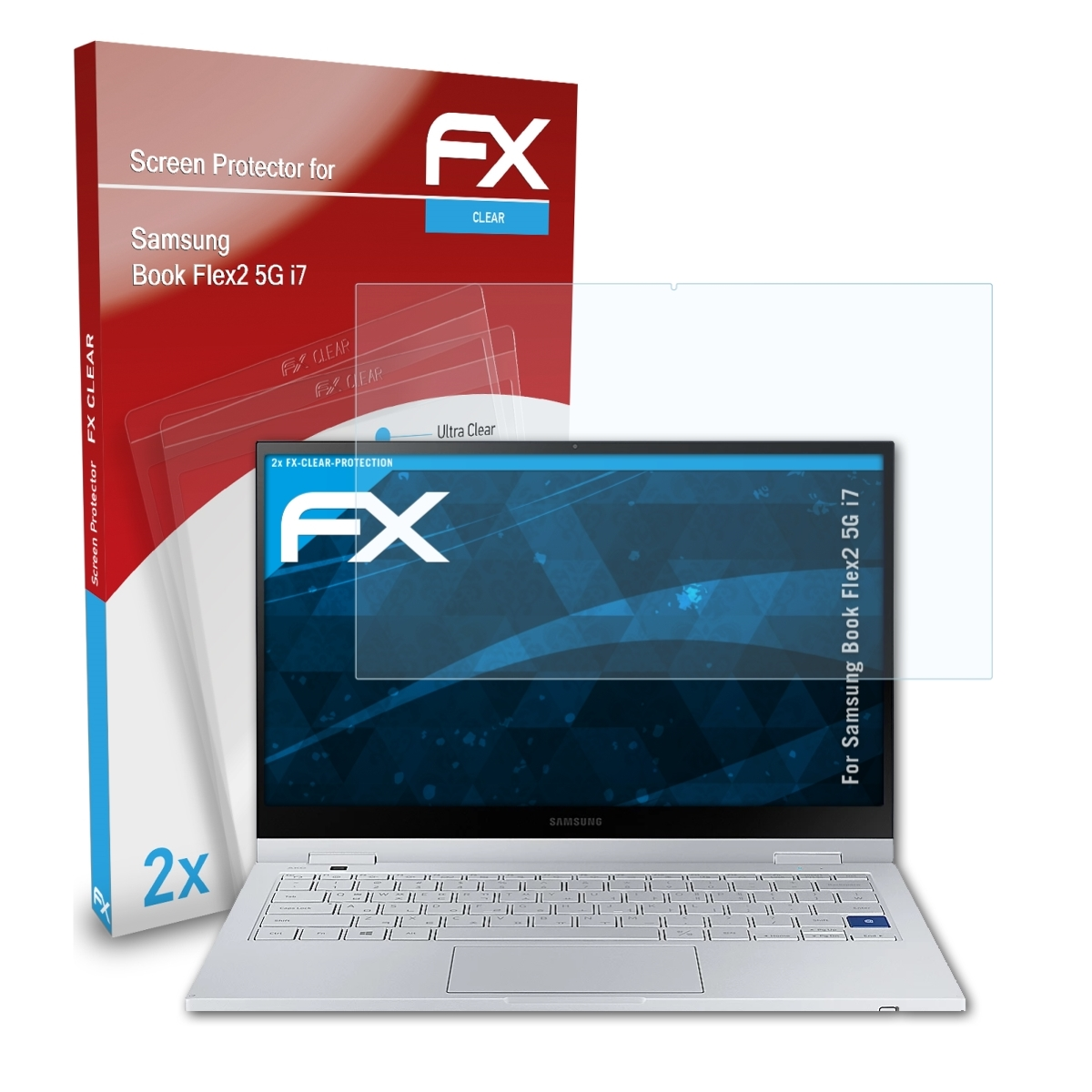 i7) Displayschutz(für FX-Clear Samsung Flex2 2x ATFOLIX Book 5G