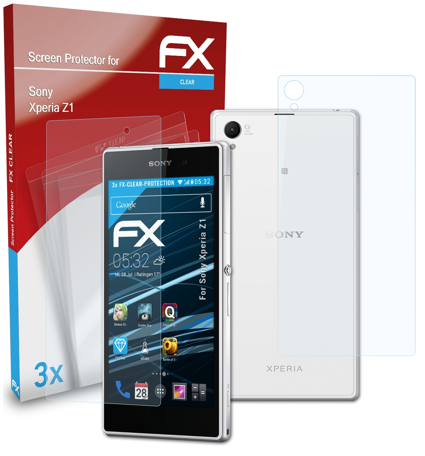 Sony Z1) FX-Clear 3x Displayschutz(für Xperia ATFOLIX