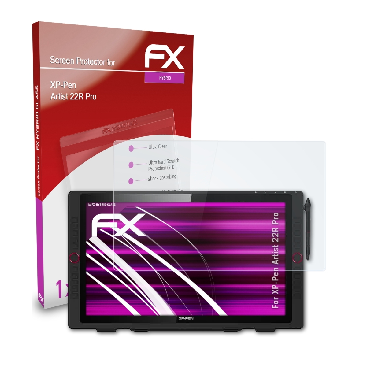 ATFOLIX FX-Hybrid-Glass Schutzglas(für XP-PEN Pro) Artist 22R