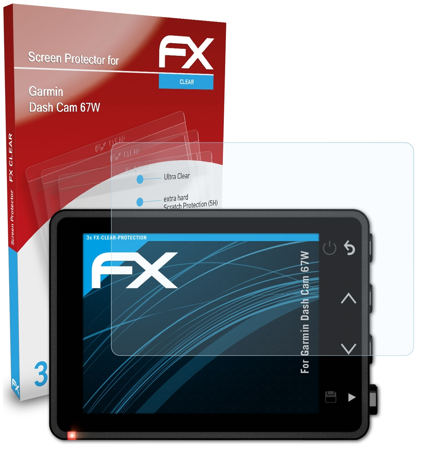 ATFOLIX 3x FX-Clear Displayschutz(für Garmin Cam Dash 67W)
