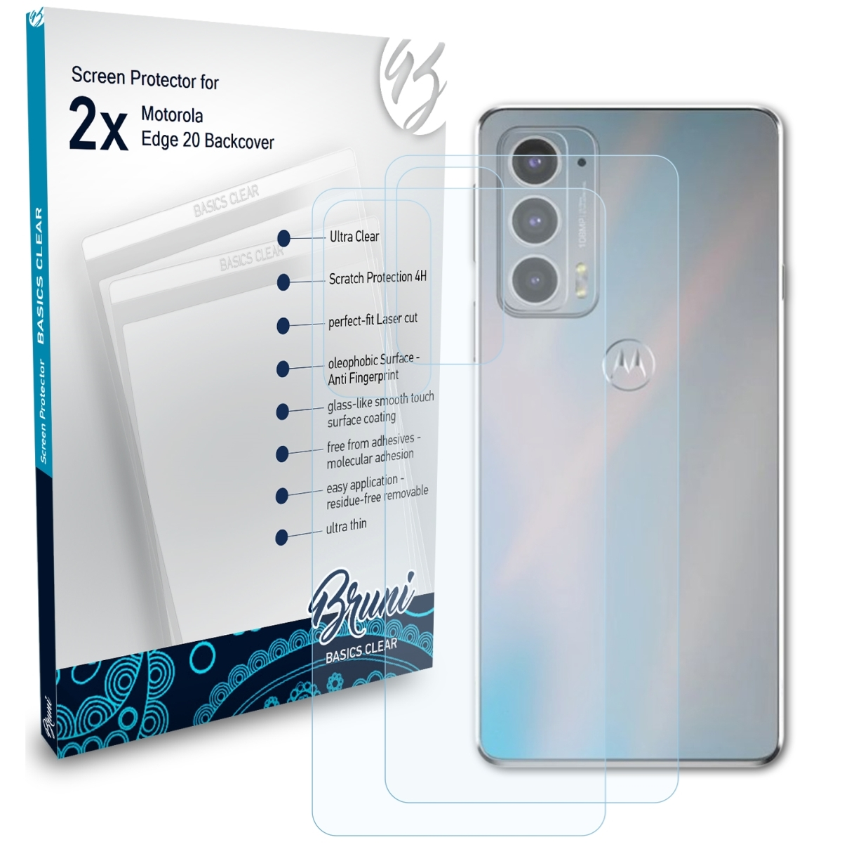 (Backcover)) BRUNI 20 Schutzfolie(für Motorola 2x Edge Basics-Clear