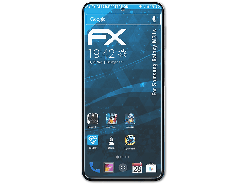 3x Galaxy Samsung Displayschutz(für ATFOLIX M31s) FX-Clear