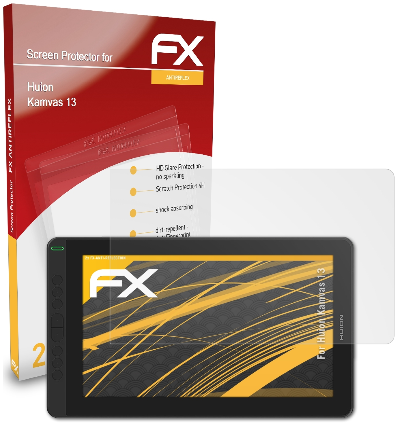 ATFOLIX 2x Huion Displayschutz(für Kamvas 13) FX-Antireflex