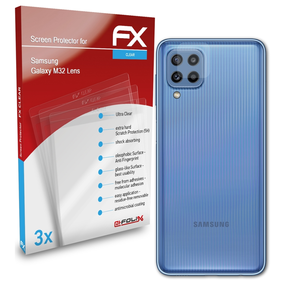 ATFOLIX 3x Galaxy (Lens)) M32 Displayschutz(für FX-Clear Samsung