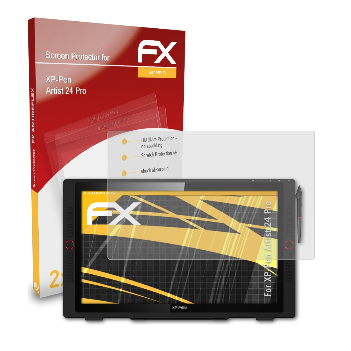ATFOLIX 2x FX-Antireflex Displayschutz(für XP-PEN 24 Pro) Artist