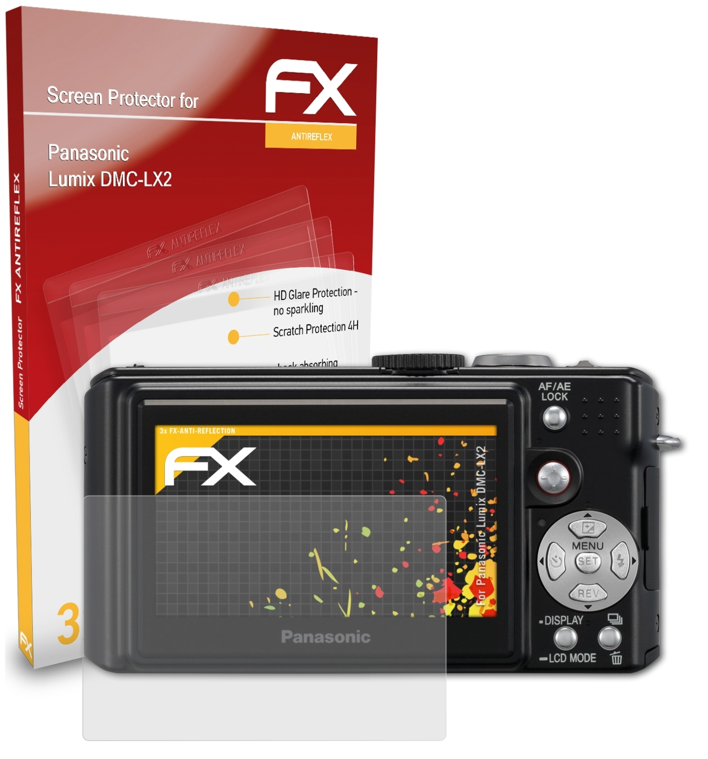 DMC-LX2) Displayschutz(für Panasonic 3x ATFOLIX FX-Antireflex Lumix