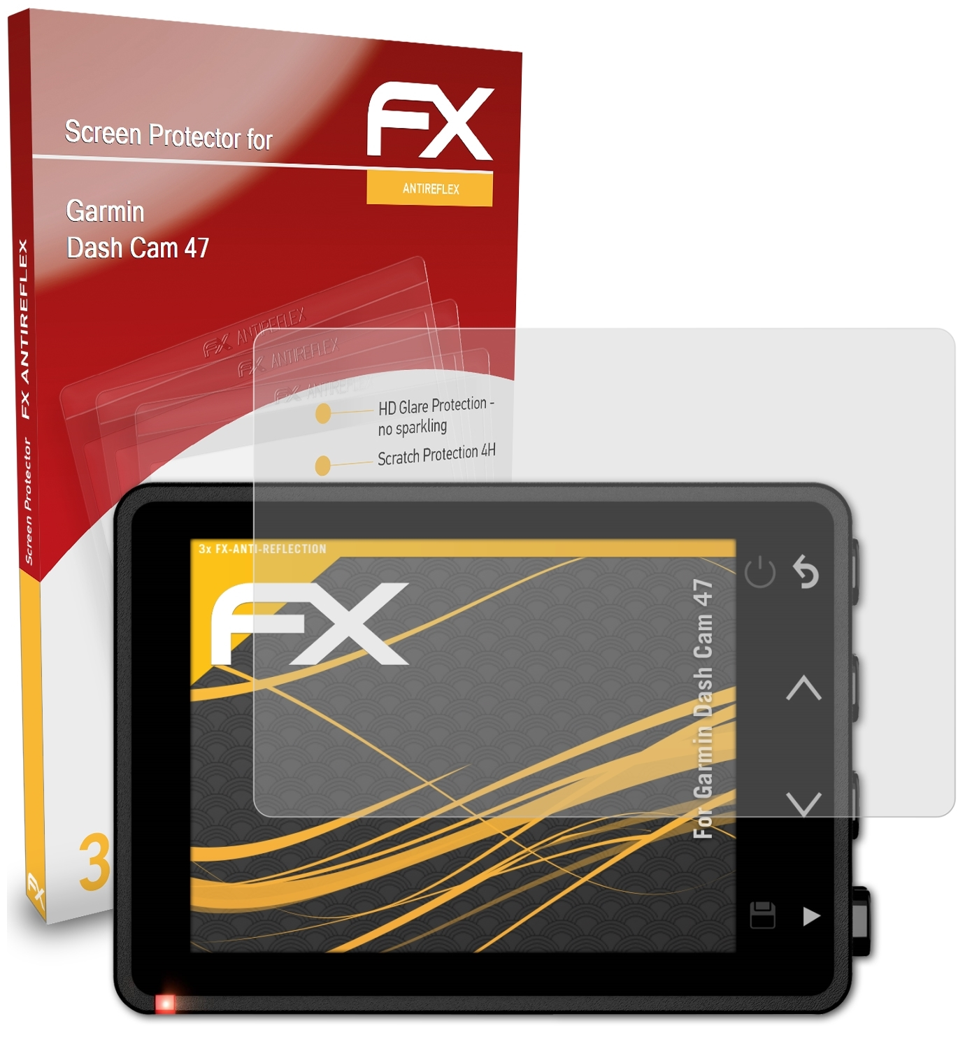 ATFOLIX 3x FX-Antireflex Displayschutz(für Dash Cam 47) Garmin