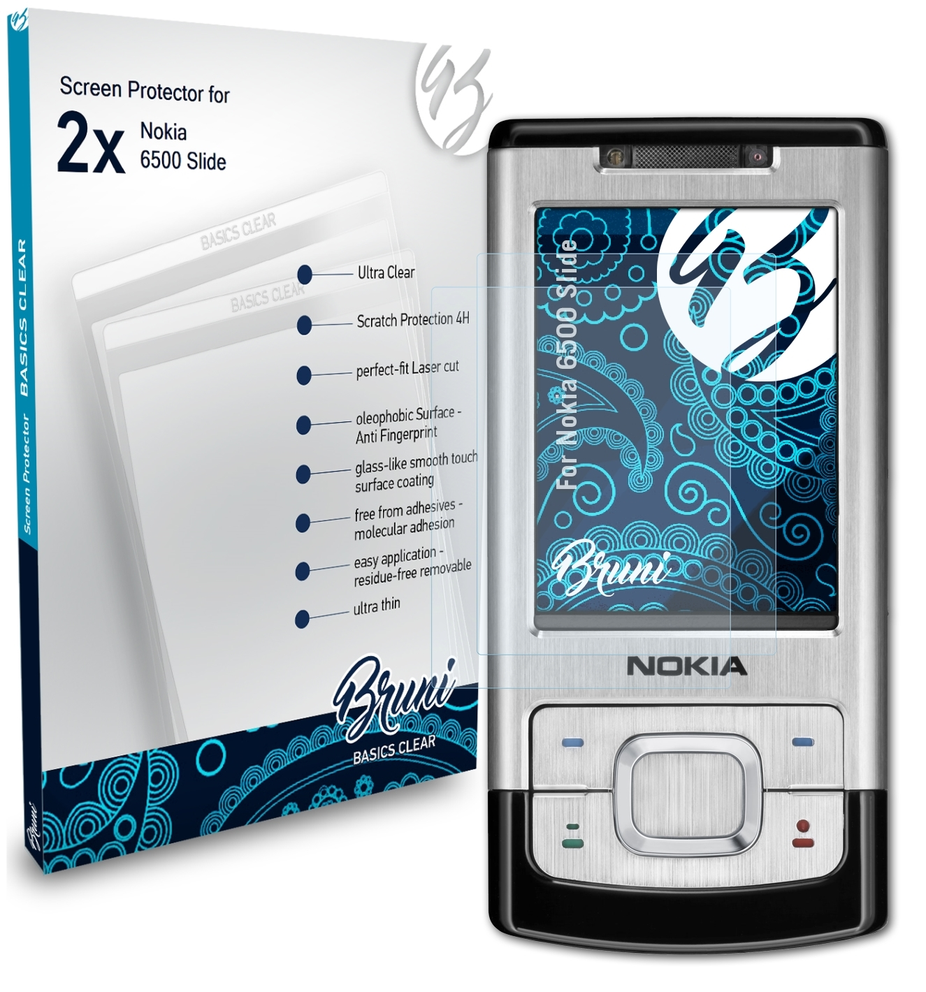 6500 Basics-Clear Schutzfolie(für BRUNI Nokia 2x Slide)