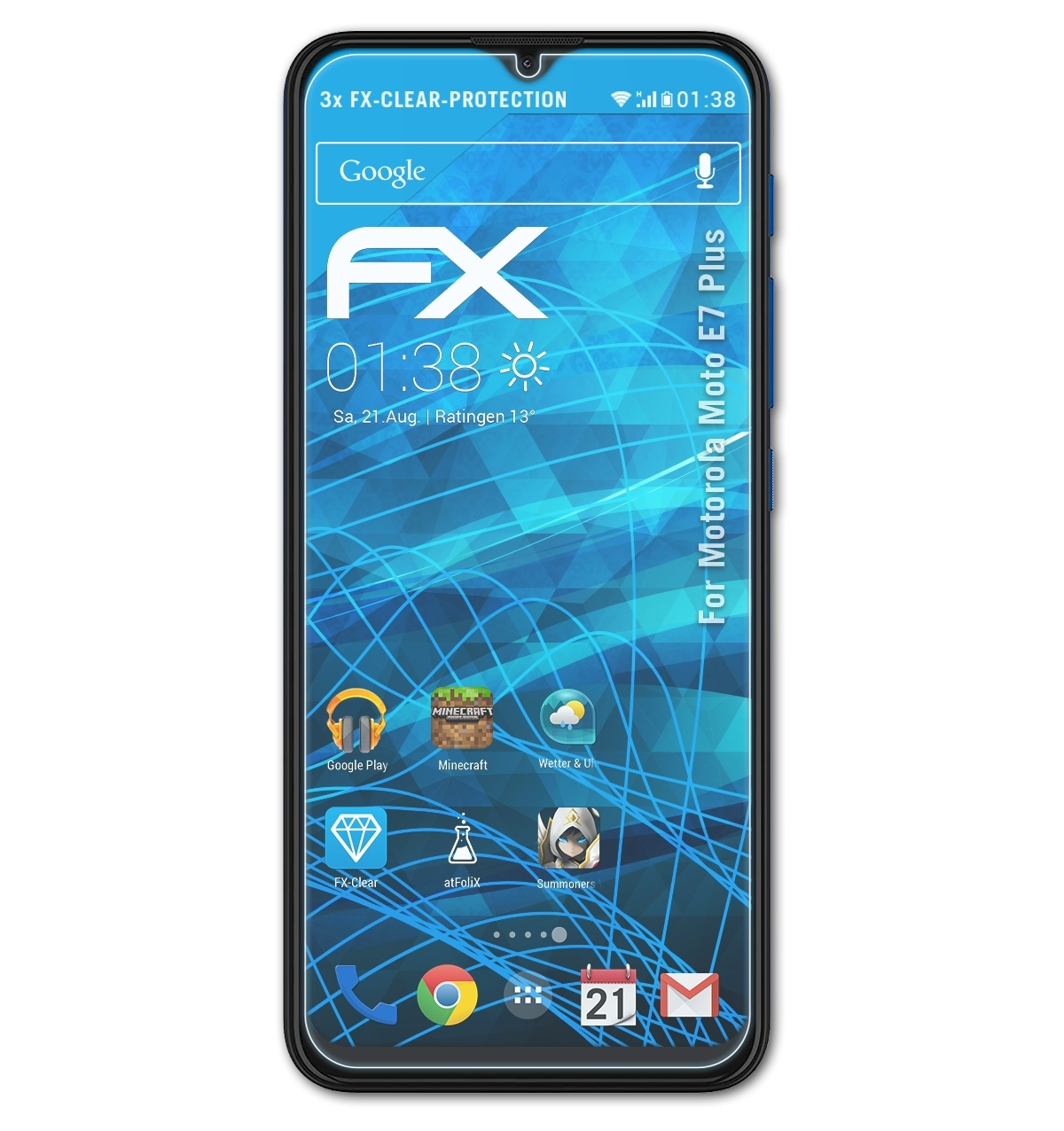 3x FX-Clear Motorola Moto Plus) Displayschutz(für E7 ATFOLIX