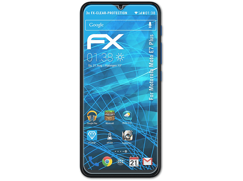 E7 Plus) Moto Motorola FX-Clear 3x ATFOLIX Displayschutz(für