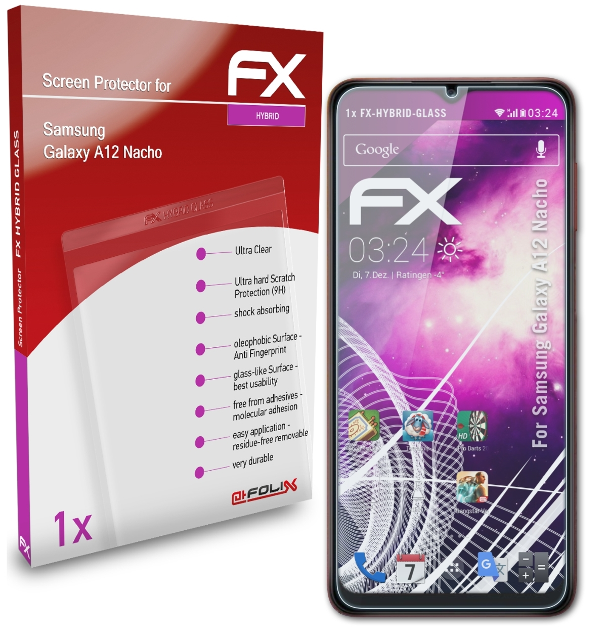 ATFOLIX FX-Hybrid-Glass Schutzglas(für A12 Galaxy Samsung Nacho)