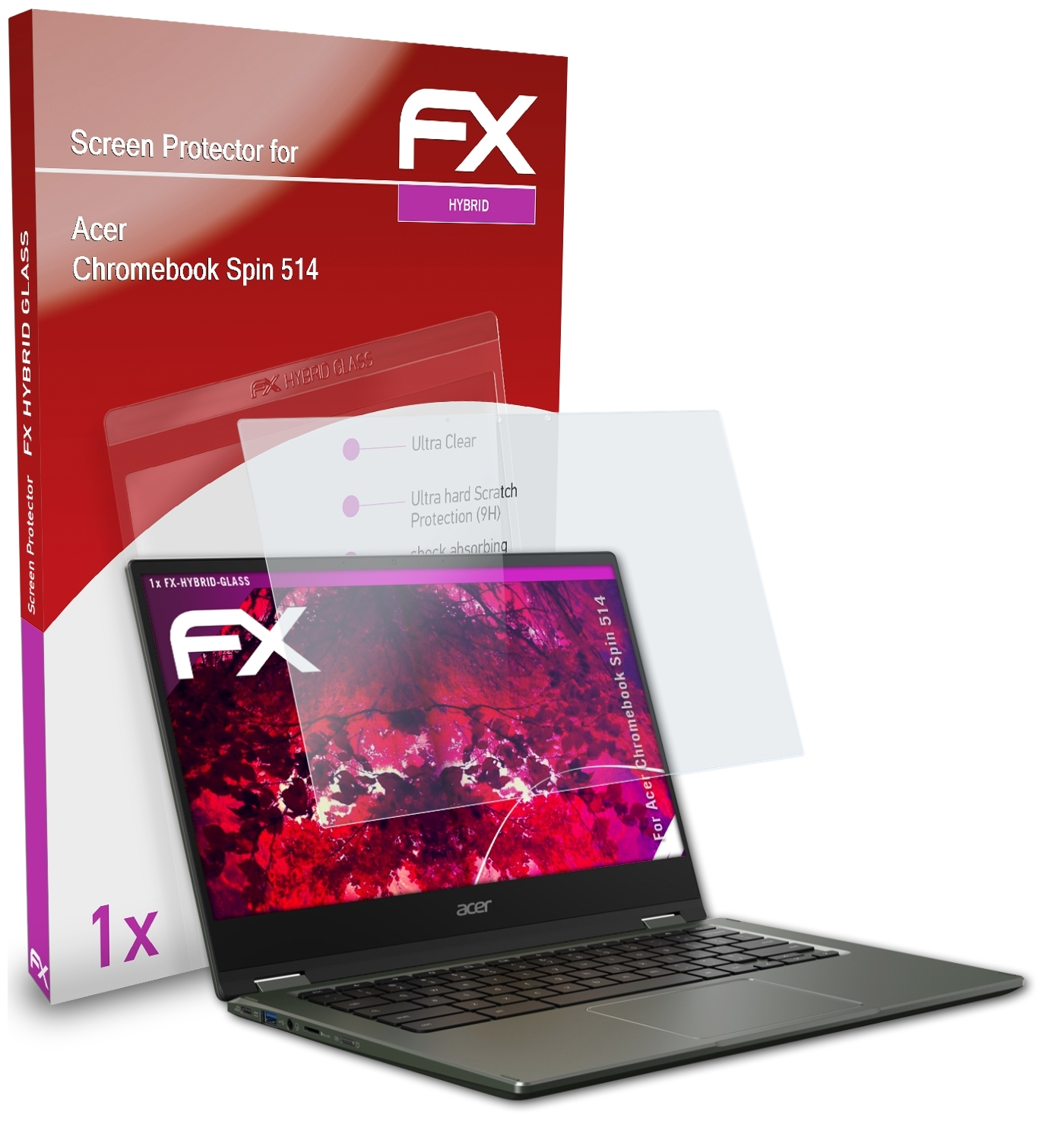 ATFOLIX FX-Hybrid-Glass Schutzglas(für 514) Chromebook Acer Spin