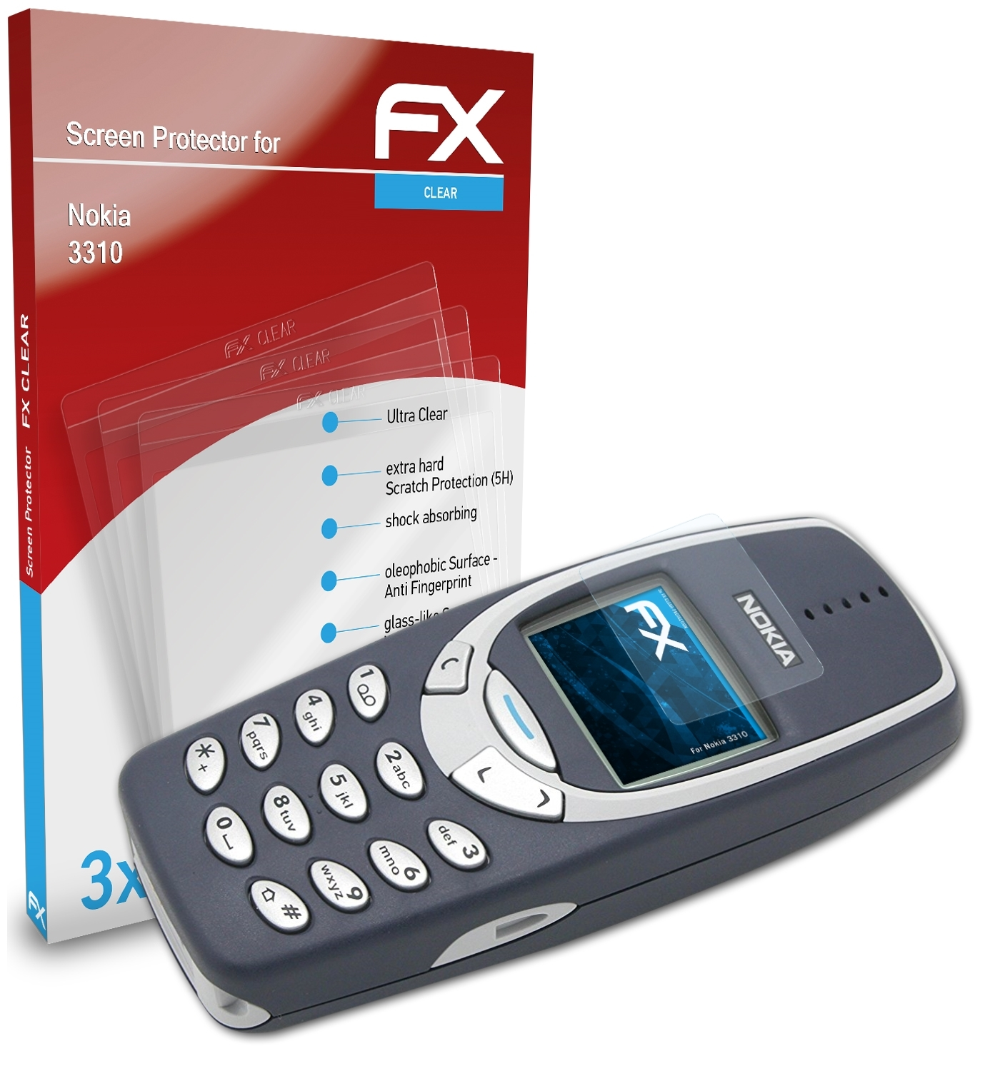 Nokia 3x 3310) FX-Clear ATFOLIX Displayschutz(für