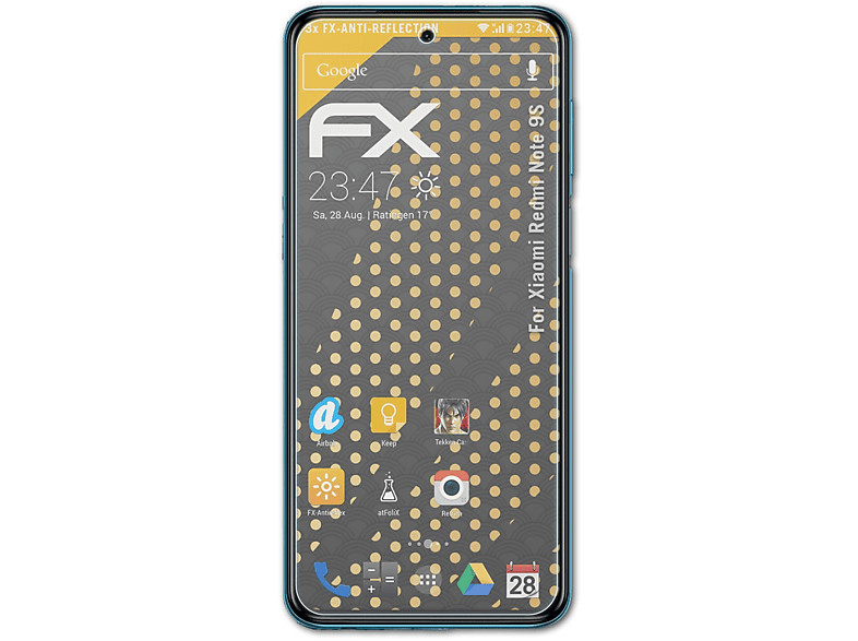 Redmi FX-Antireflex 3x 9S) Note Displayschutz(für ATFOLIX Xiaomi