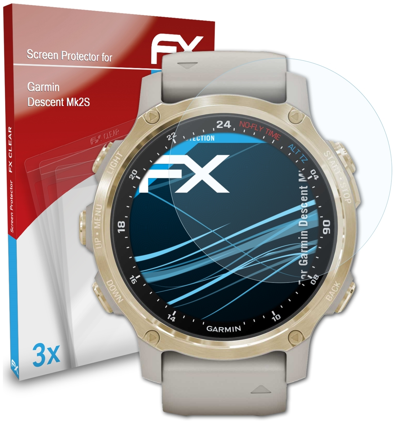 ATFOLIX 3x Garmin Displayschutz(für Mk2S) Descent FX-Clear