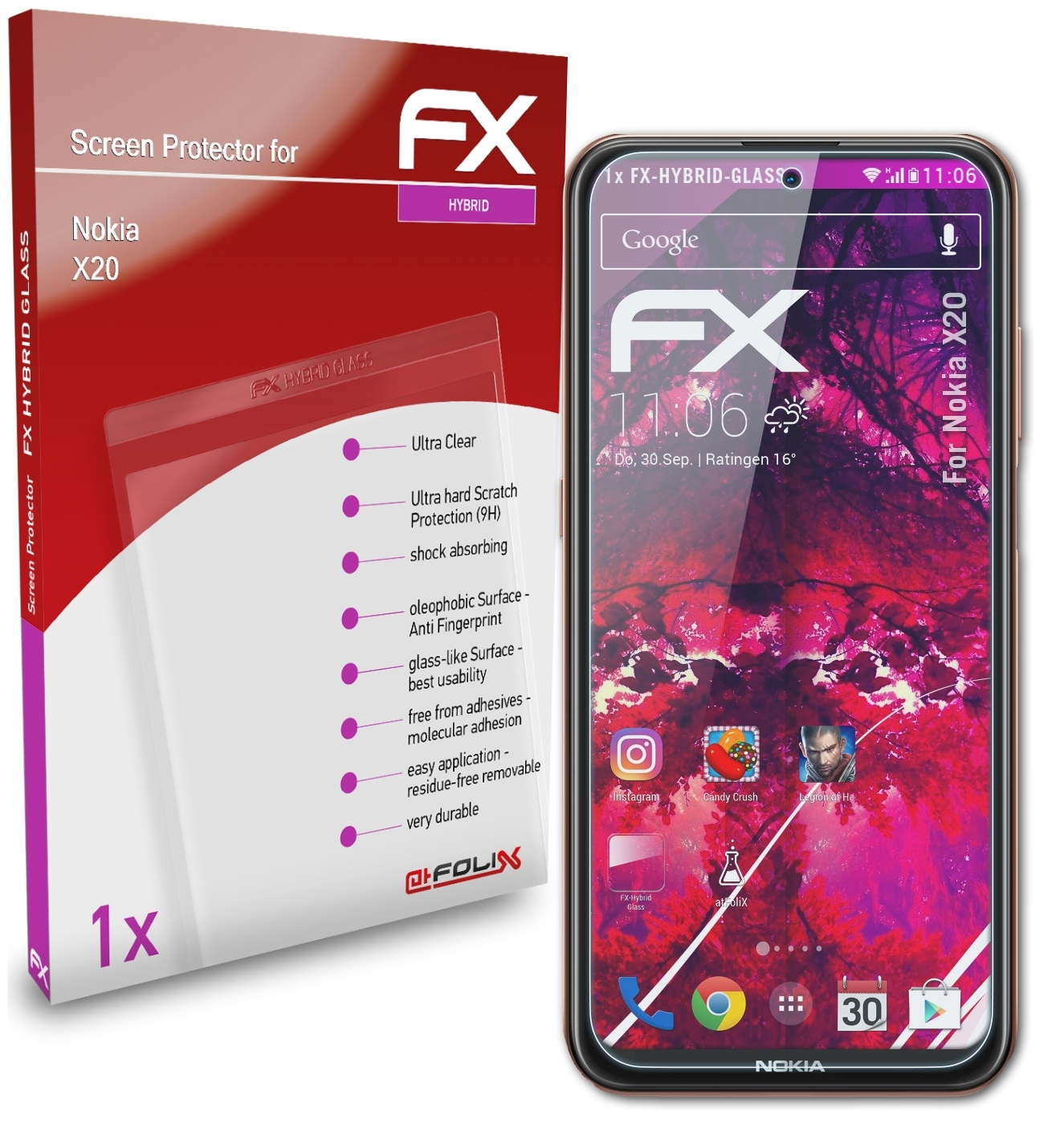 Nokia X20) FX-Hybrid-Glass Schutzglas(für ATFOLIX