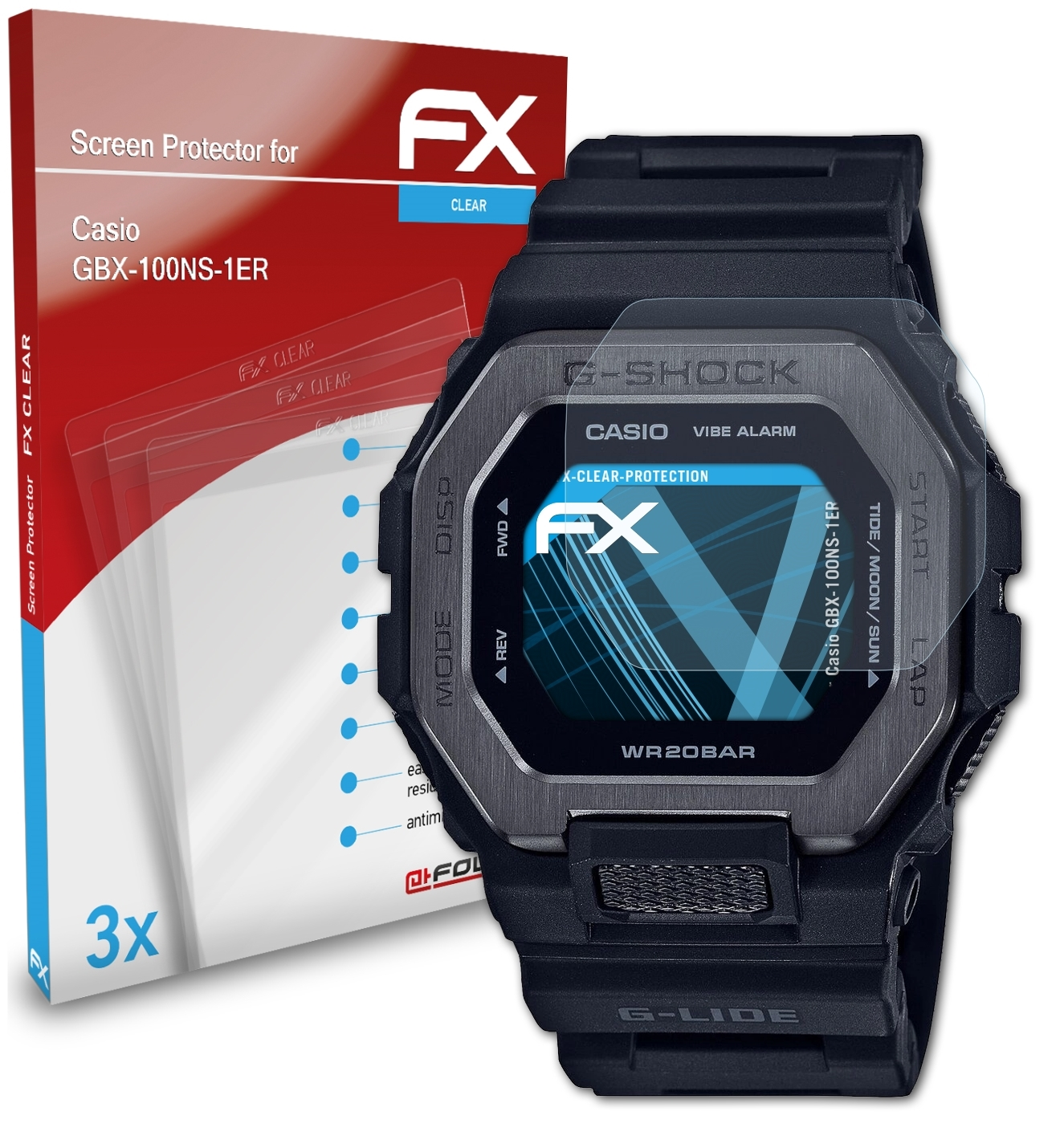 ATFOLIX 3x FX-Clear Displayschutz(für Casio GBX-100NS-1ER)