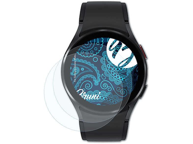 BRUNI 2x Basics-Clear Schutzfolie(für Samsung Galaxy Watch 4 (40mm)) | Smartwatch Schutzfolien & Gläser