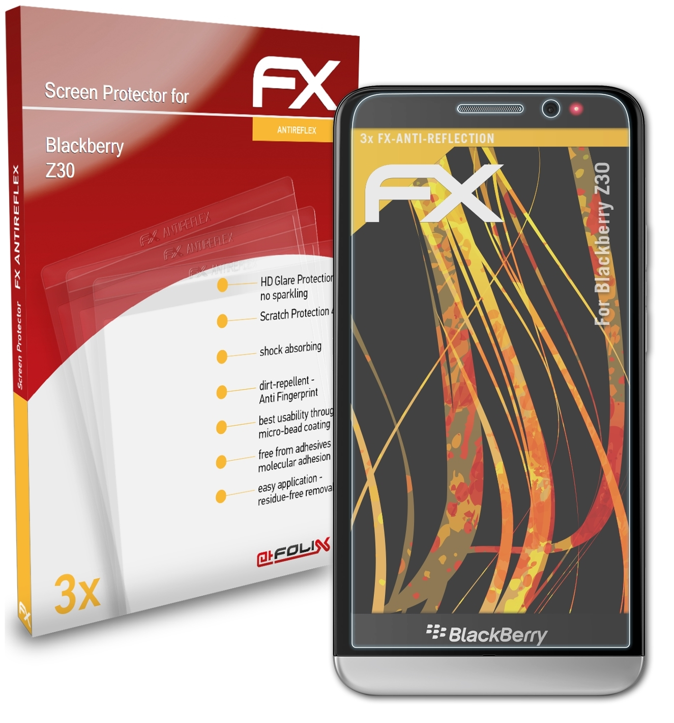 ATFOLIX 3x FX-Antireflex Displayschutz(für Blackberry Z30)