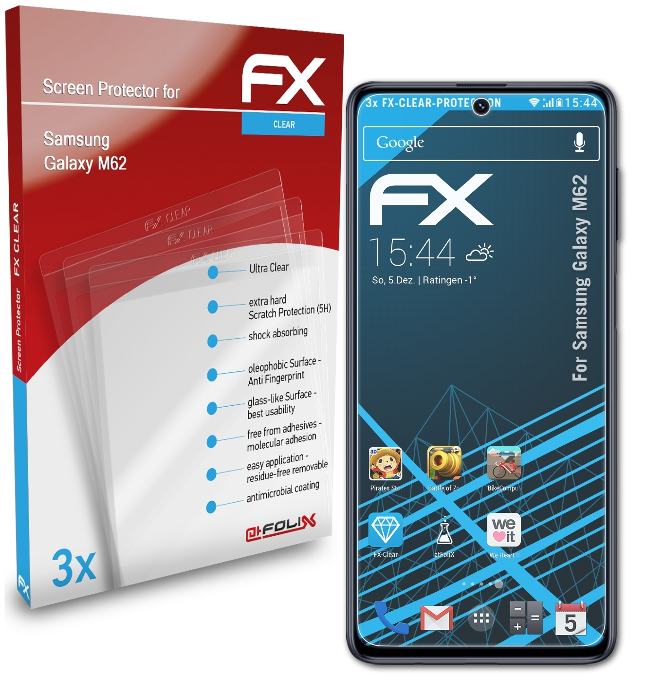 ATFOLIX 3x FX-Clear Displayschutz(für M62) Galaxy Samsung