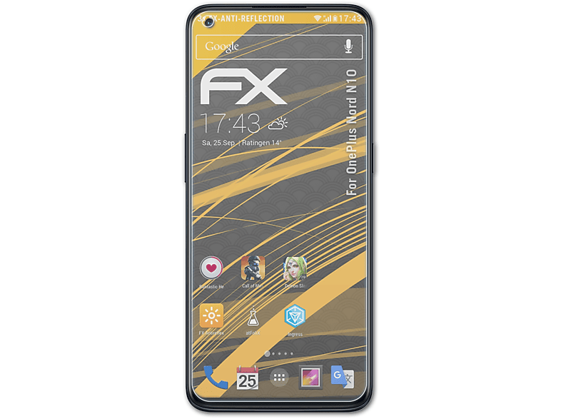 3x OnePlus Nord FX-Antireflex ATFOLIX Displayschutz(für N10)