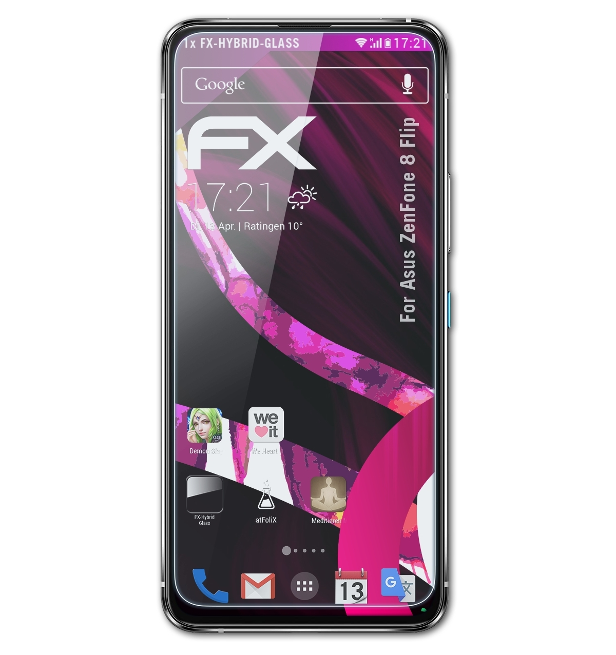 Asus ZenFone 8 FX-Hybrid-Glass ATFOLIX Schutzglas(für Flip)