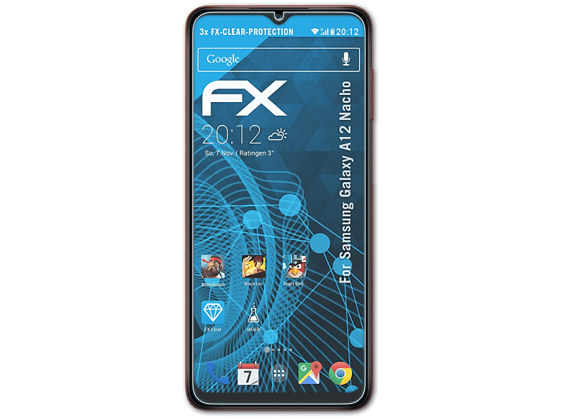 Samsung 3x FX-Clear Nacho) ATFOLIX A12 Displayschutz(für Galaxy