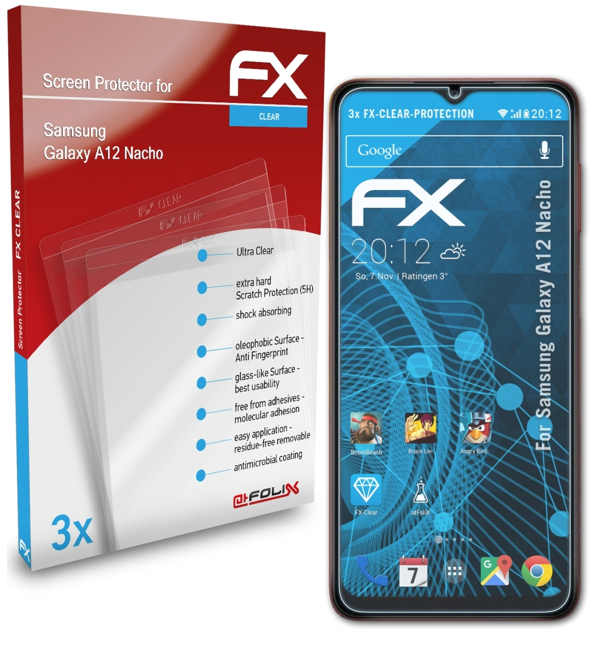 ATFOLIX 3x FX-Clear Displayschutz(für Samsung A12 Nacho) Galaxy