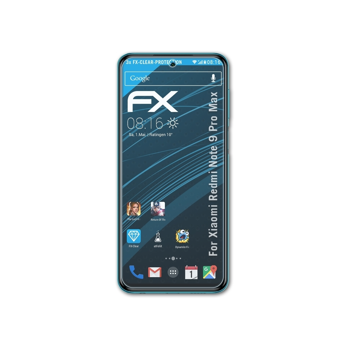 ATFOLIX 3x FX-Clear Redmi 9 Pro Max) Note Xiaomi Displayschutz(für