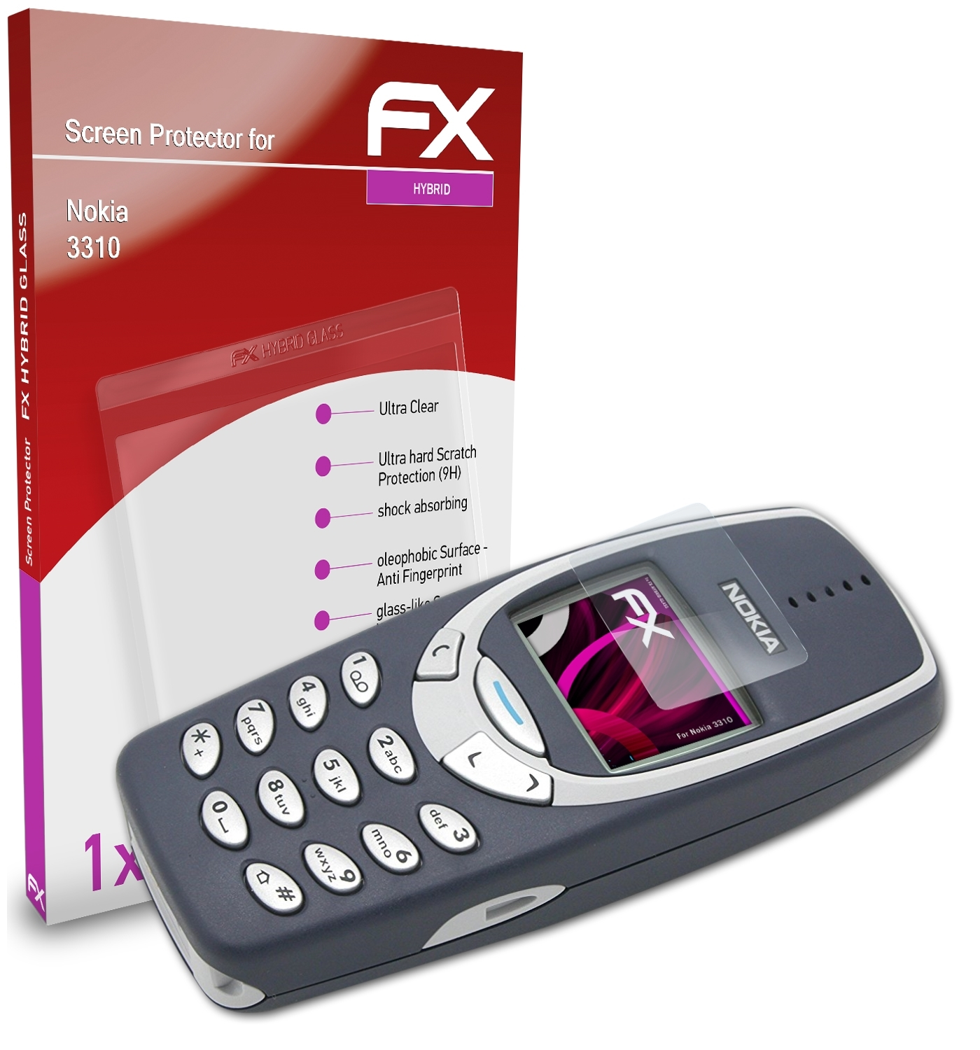 ATFOLIX FX-Hybrid-Glass Schutzglas(für Nokia 3310)