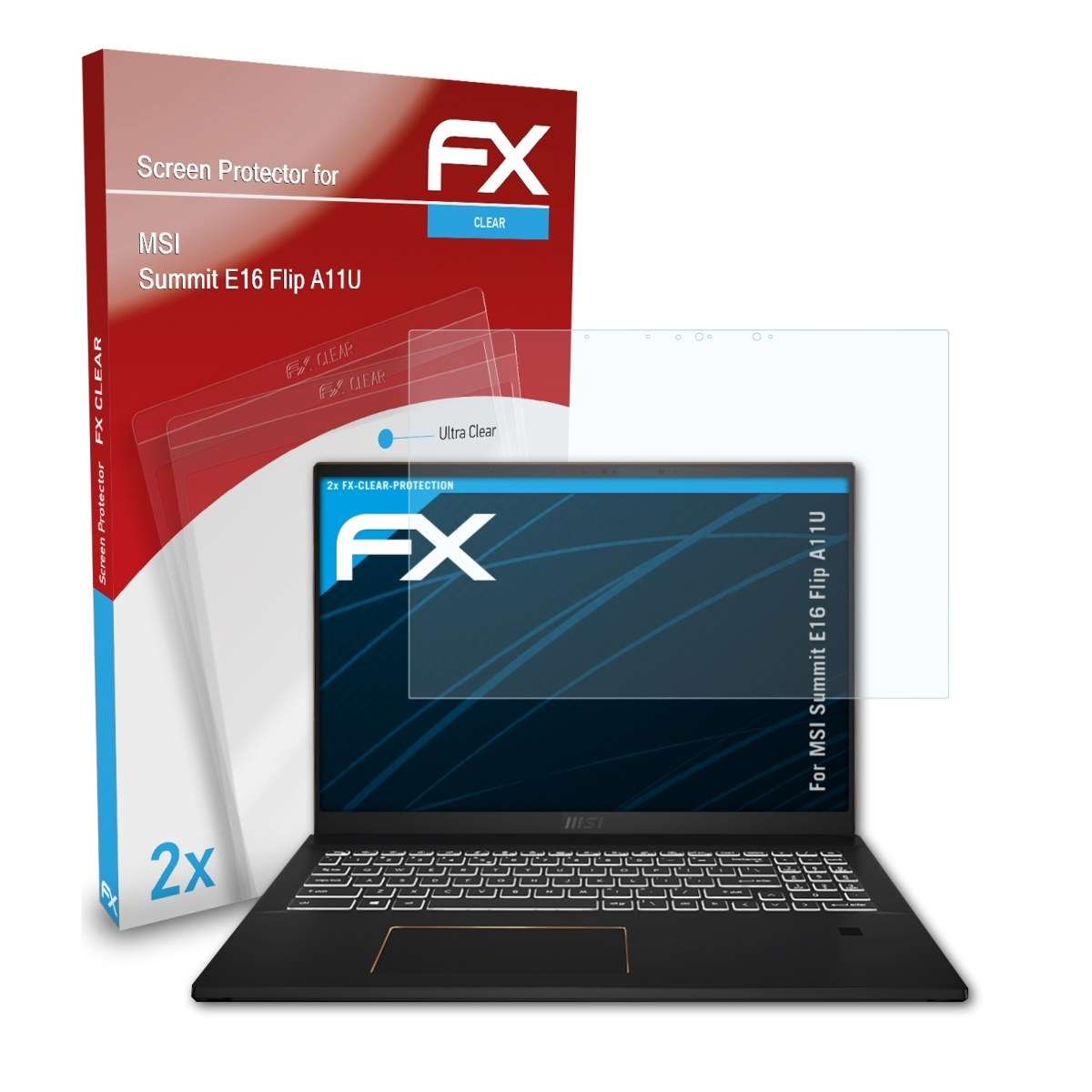 ATFOLIX 2x FX-Clear Displayschutz(für MSI Flip E16 A11U) Summit