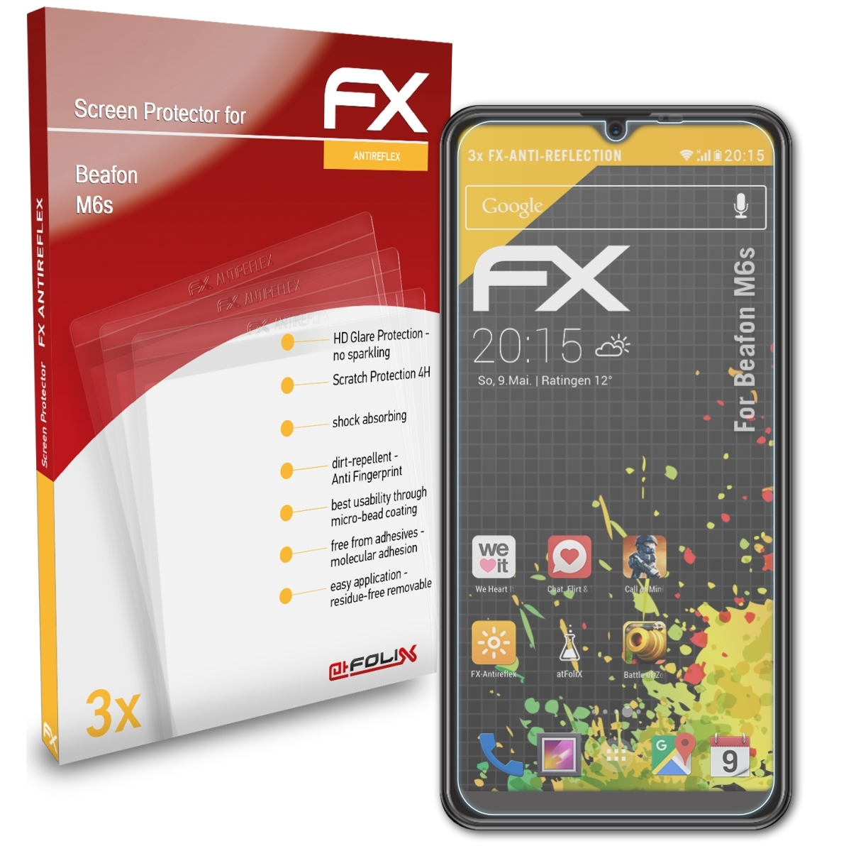 ATFOLIX 3x FX-Antireflex Displayschutz(für M6s) Beafon