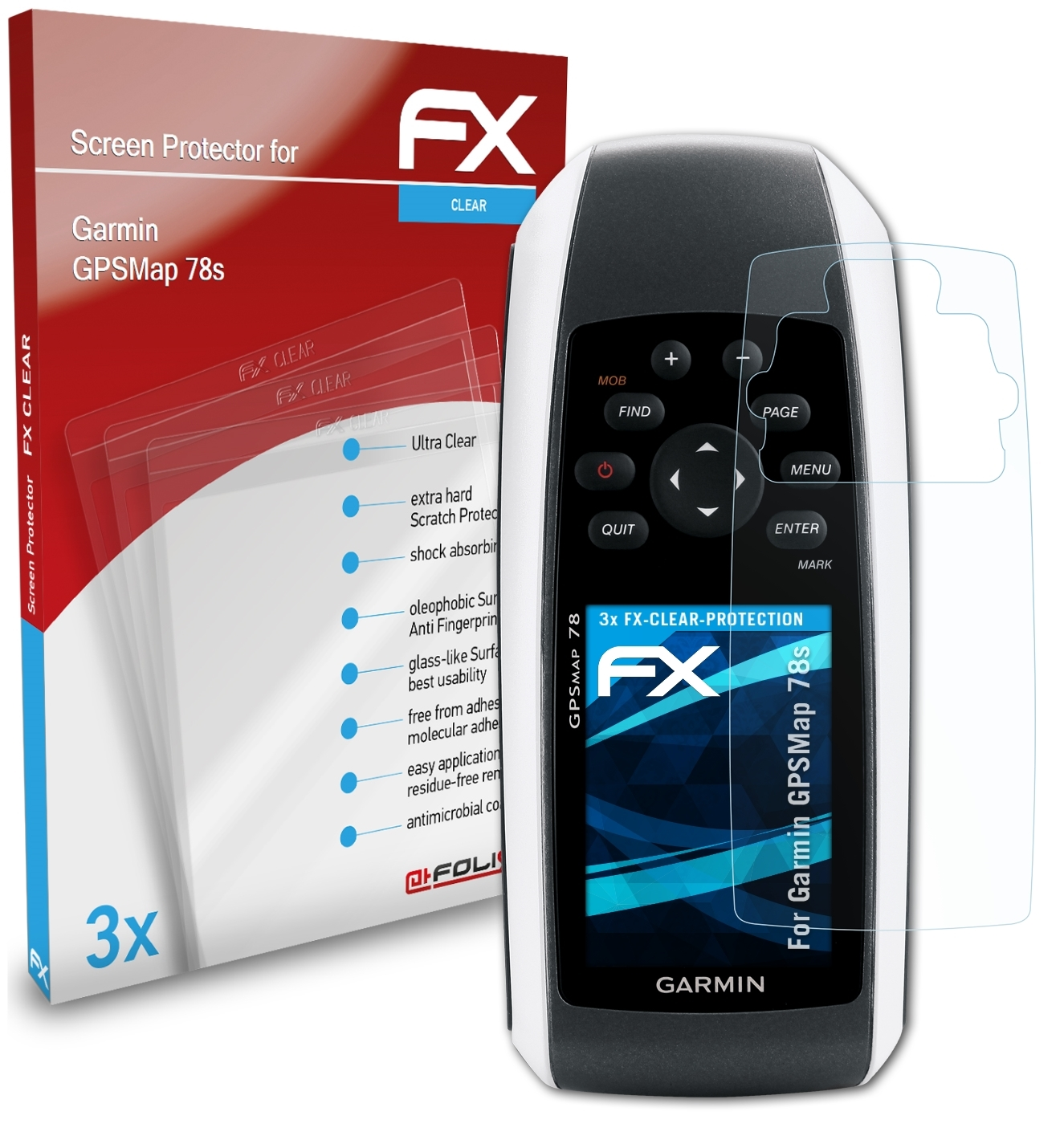 ATFOLIX GPSMap Displayschutz(für Garmin 78s) 3x FX-Clear