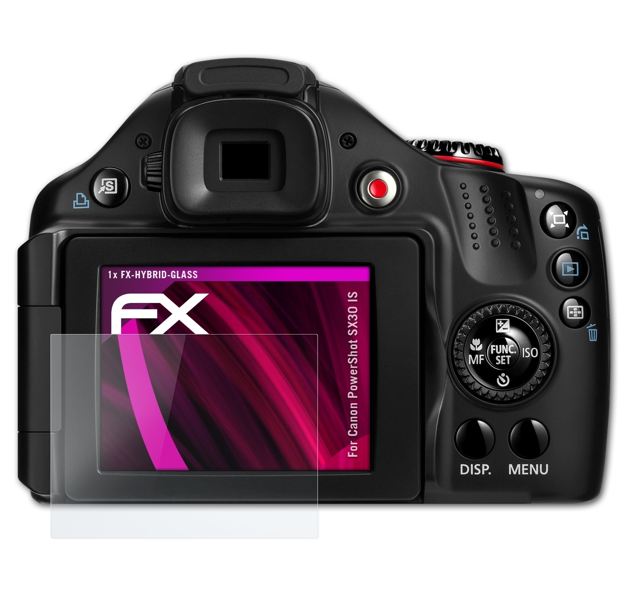 ATFOLIX FX-Hybrid-Glass Schutzglas(für PowerShot IS) SX30 Canon