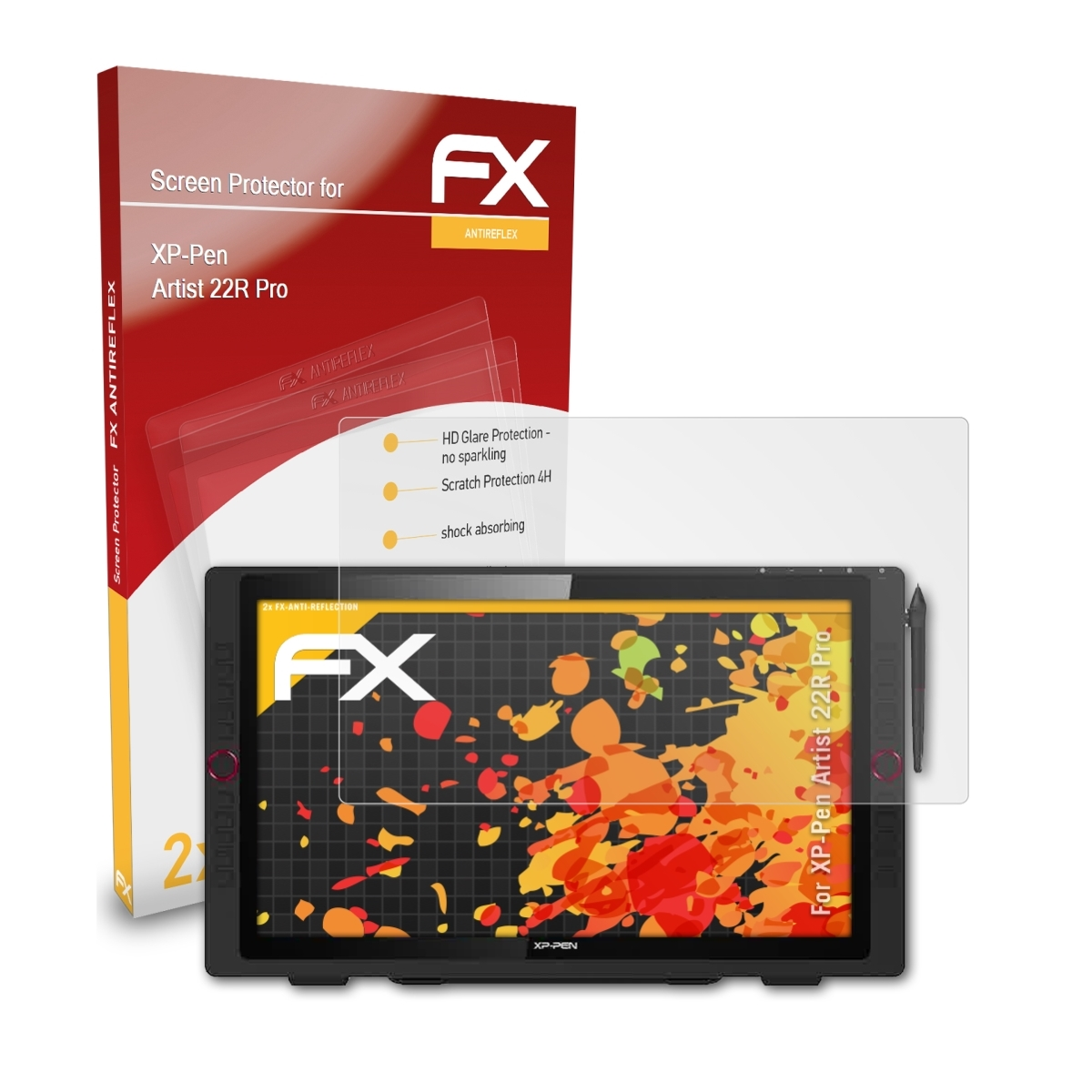ATFOLIX 2x FX-Antireflex Displayschutz(für XP-PEN 22R Artist Pro)
