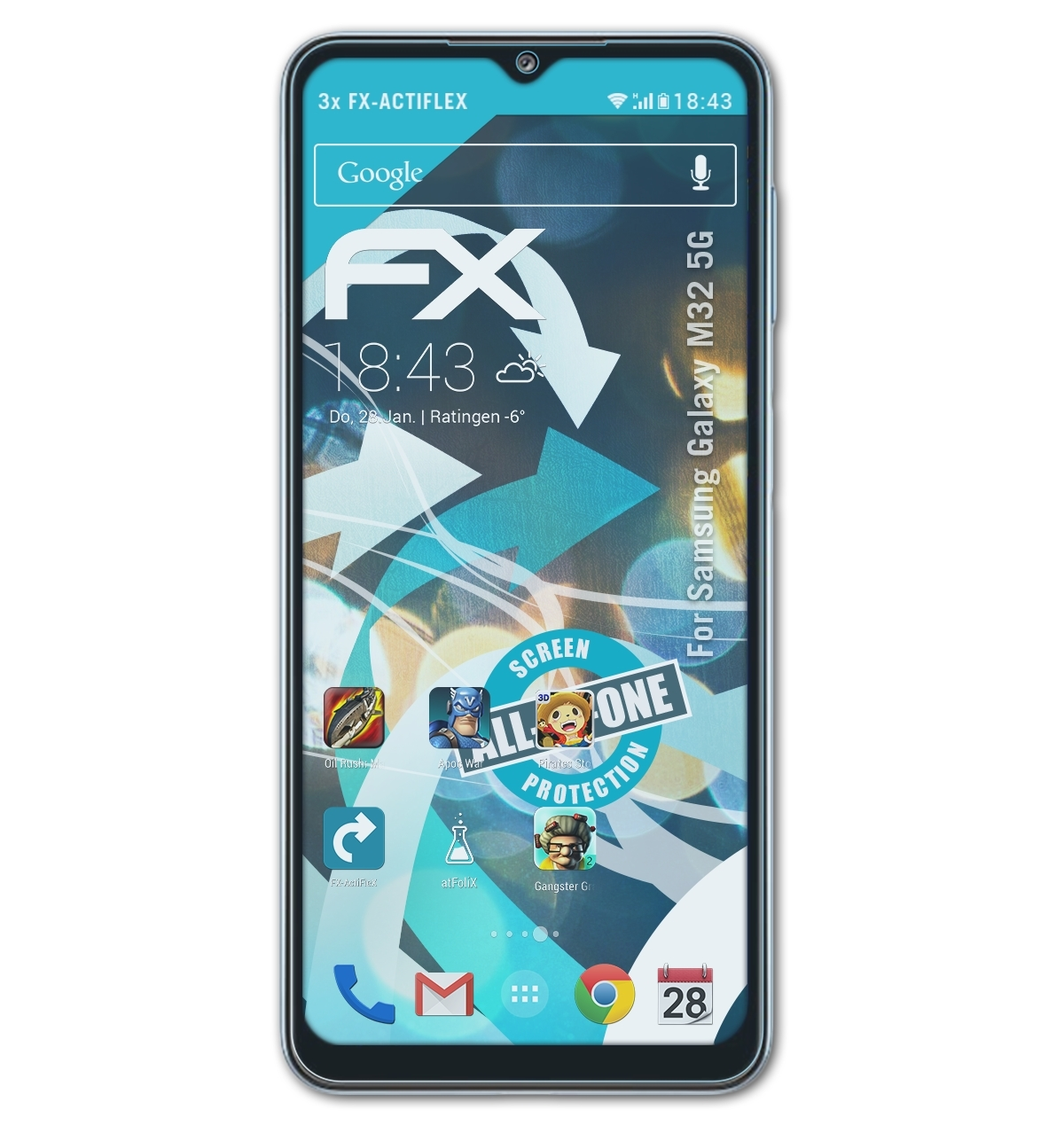 ATFOLIX 3x 5G) M32 Galaxy FX-ActiFleX Displayschutz(für Samsung