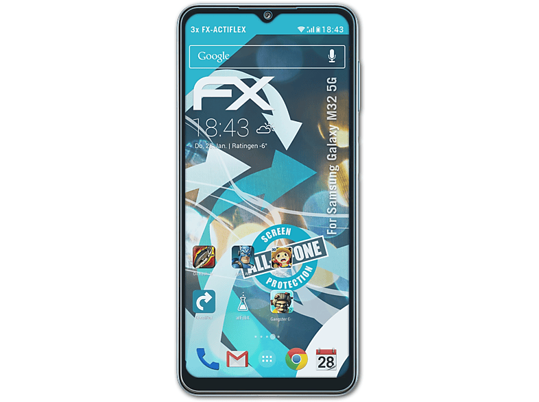 ATFOLIX 3x FX-ActiFleX Displayschutz(für Samsung Galaxy M32 5G)