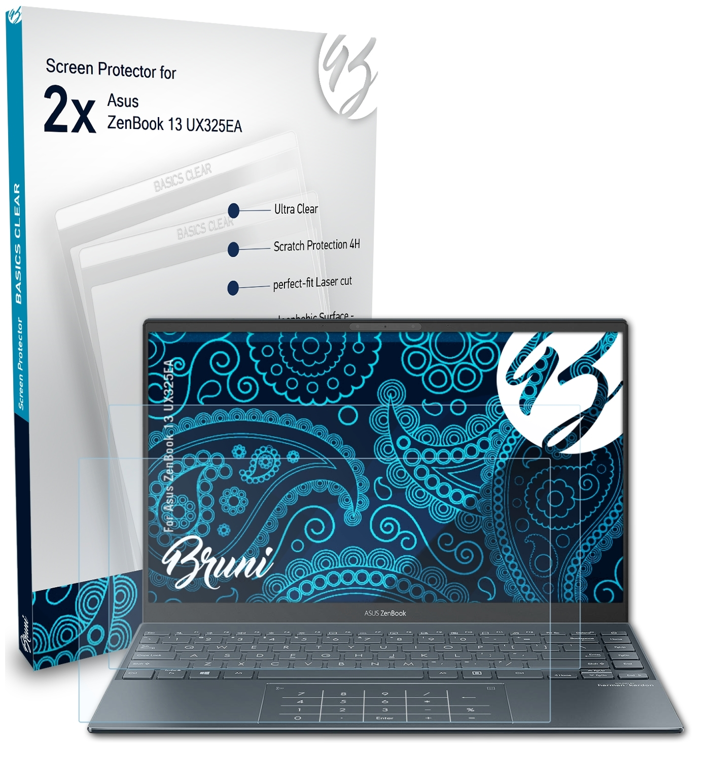 BRUNI 2x Basics-Clear Schutzfolie(für Asus (UX325EA)) ZenBook 13