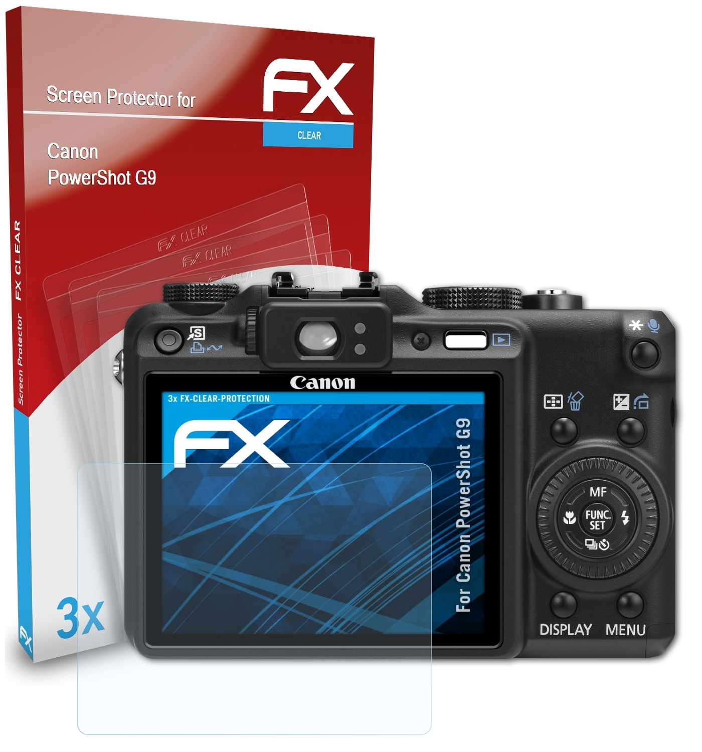 ATFOLIX 3x FX-Clear Displayschutz(für Canon G9) PowerShot